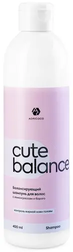 Шампунь балансирующий Adricoco Cute Balance с лемонграссом и бораго 400мл Шампунь балансирующий Adricoco Cute Balance с лемонграссом и бораго 400мл