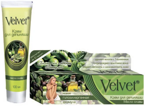 Крем Velvet для депиляции с маслом оливы 100мл Крем Velvet для депиляции с маслом оливы 100мл