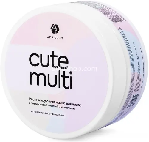 Маска реанимирующая Adricoco Cute Multi для волос с гиалуроновой кислотой и коллагеном 200мл Маска реанимирующая Adricoco Cute Multi для волос с гиалуроновой кислотой и коллагеном 200мл