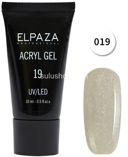 Полигель Acryl Gel Elpaza №19 серо-белый с мерцающим шиммером 30мл