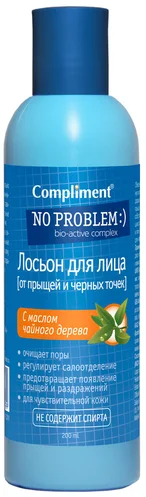 Лосьон от прыщей и чёрных точек Compliment No problem с маслом чайного дерева 200мл Лосьон от прыщей и чёрных точек Compliment No problem с маслом чайного дерева 200мл