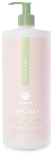 Восстанавливающий бальзам для волос Adricoco Miss Adri Complex of coconut & marula oil 1000мл Восстанавливающий бальзам для волос Adricoco Miss Adri Complex of coconut & marula oil 1000мл