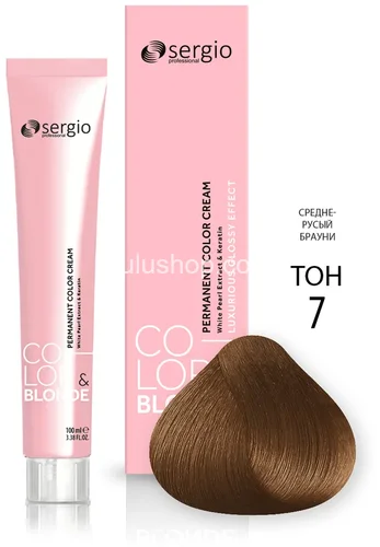 Крем-краска Sergio Professional Color&Blond с кератином и белым жемчугом 7 Gianduia средне-русый 100мл