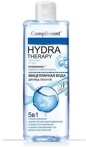 Мицеллярная вода Compliment Hydra Therapy 5 в 1 для лица, глаз и губ 400мл Мицеллярная вода Compliment Hydra Therapy 5 в 1 для лица, глаз и губ 400мл