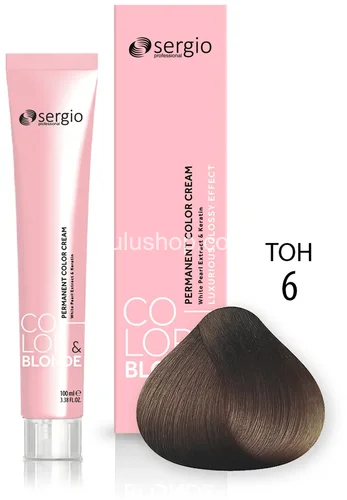 Крем-краска Sergio Professional Color&Blond с кератином и белым жемчугом 6 темно-русый 100мл