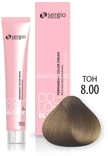 Крем-краска Sergio Professional Color&Blond с кератином и белым жемчугом 8.00 блондин интенсивный 100мл Крем-краска Sergio Professional Color&Blond с кератином и белым жемчугом 8.00 блондин интенсивный 100мл