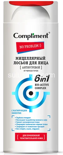 Compliment мицеллярный Лосьон ДЛЯ Лица 6 в 1
