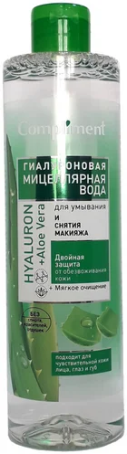 Мицеллярная гиалуроновая вода Compliment для умывания и снятия макияжа Hyaluron+Aloe Vera 500мл Мицеллярная гиалуроновая вода Compliment для умывания и снятия макияжа Hyaluron+Aloe Vera 500мл