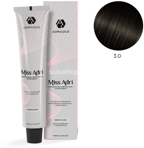 Краска Adricoco Miss Adri 3.0 Темный коричневый 100мл Краска Adricoco Miss Adri 3.0 Темный коричневый 100мл