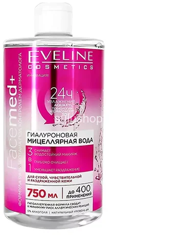 Evelline facemed+ гиалуроновая мицеллярная вода 750мл Evelline facemed+ гиалуроновая мицеллярная вода 750мл