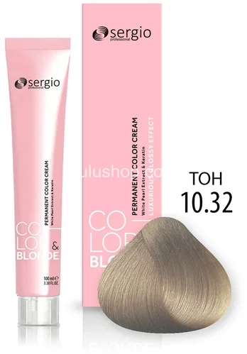 Крем-краска Sergio Professional Color&Blond с кератином и белым жемчугом 10.32 очень светлый блондин песочный 100мл