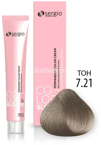 Крем-краска Sergio Professional Color&Blond с кератином и белым жемчугом 7.21 средне русый жемчужный 100мл Крем-краска Sergio Professional Color&Blond с кератином и белым жемчугом 7.21 средне русый жемчужный 100мл