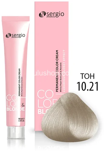 Крем-краска Sergio Professional Color&Blond с кератином и белым жемчугом 10.21 очень светлый блондин жемчужный 100мл